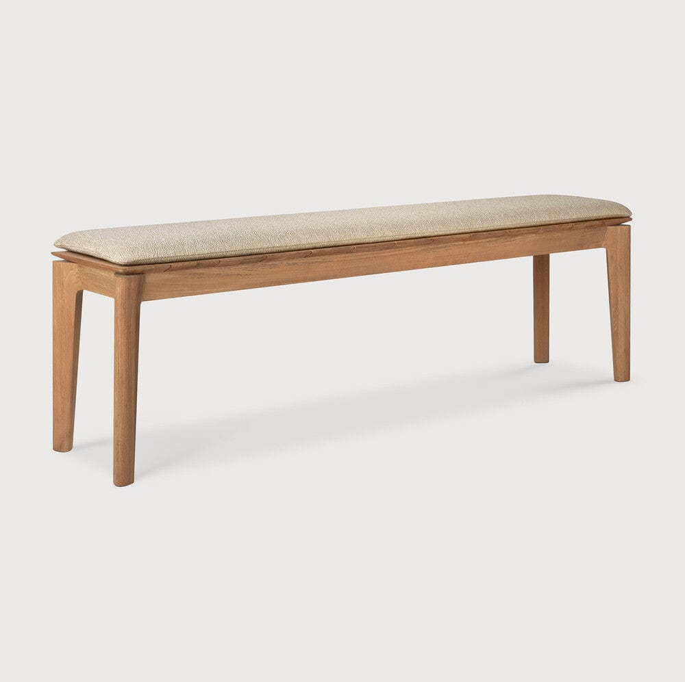 Banc Extérieur Bok Ethnicraft Naturel avec Coussins Blanc Cassé