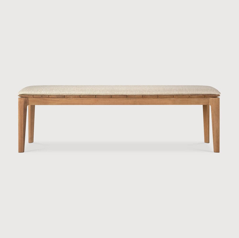 Banc Extérieur Bok Ethnicraft Naturel avec Coussins Blanc Cassé