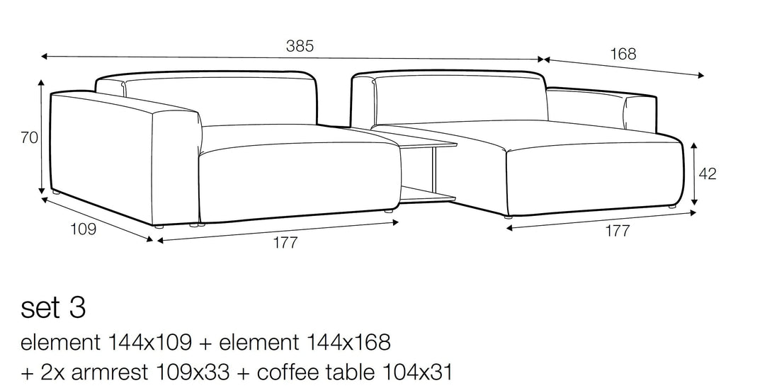 Canapé Sits - Edda (Set 3) Edda Sofa Zetel-4