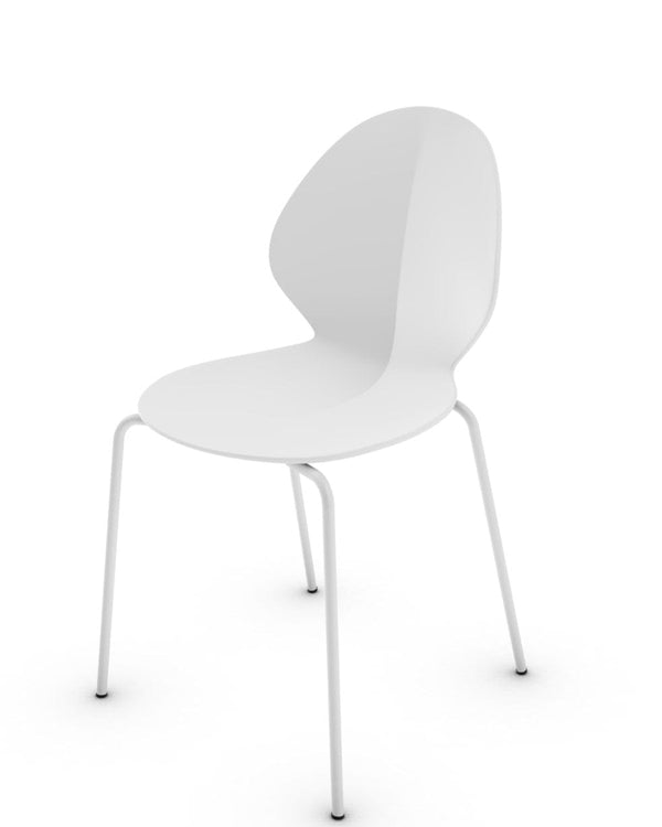 Chaise Calligaris - Basil (Blanc, Pieds en métal) (CS1359) avec design en forme de feuille et structure en métal-1