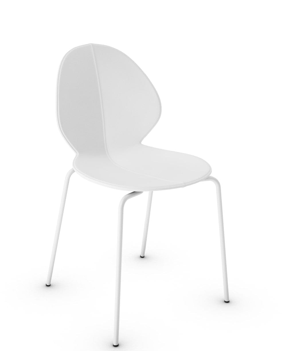 Chaise Calligaris - Basil (Blanc, Pieds en métal) (CS1359) avec design en forme de feuille et structure en métal-5