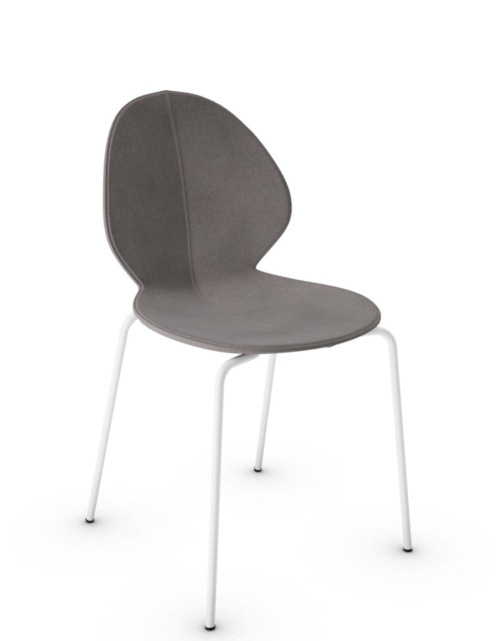 Chaise Calligaris - Basil (Blanc, Pieds en métal) (CS1359) avec design en forme de feuille et structure en métal-6