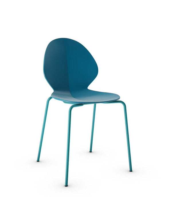 Chaise Calligaris - Basil (Bleu, Pieds en métal) (CS1359) avec design en forme de feuille et structure en métal-1