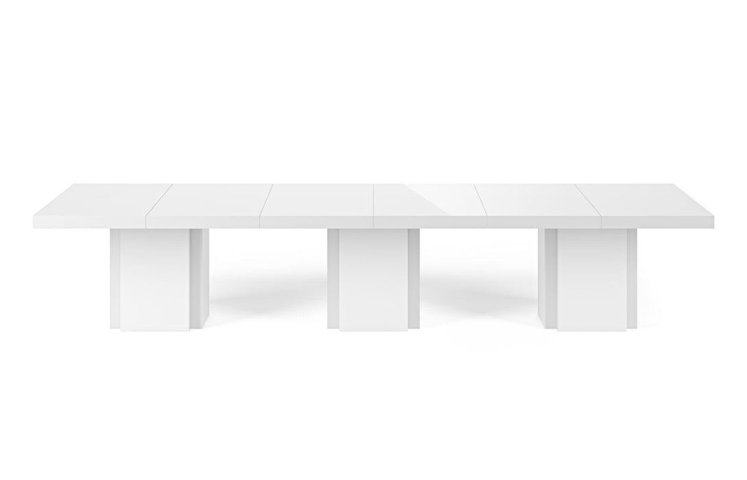 Table Temuhome Dusk avec pied central en bois et plateau finition Chocolate Veneer, Concrete Melamine, Walnut Melamine ou Glossy White