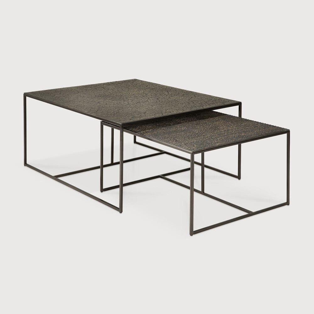Ensemble de tables basses gigognes Ethnicraft Pentagon, whisky