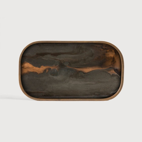 Plateau Vide-Poche Organic en Verre Bronze Ethnicraft, 42 x 24 x 3 cm-1