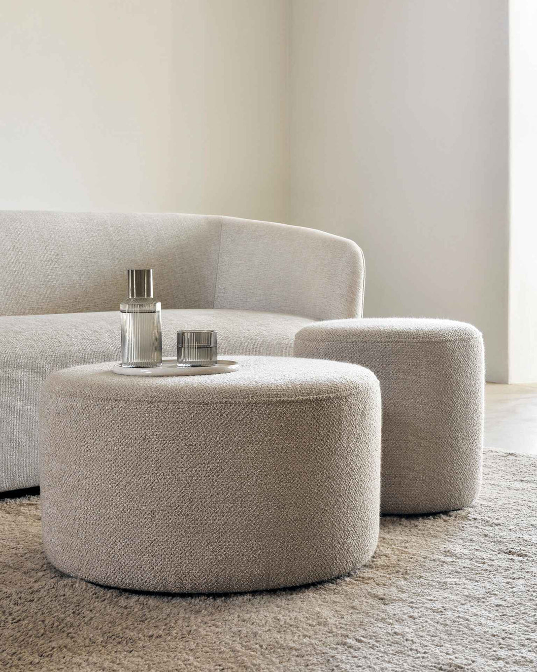 Ethnicraft pouf, blanc cassé