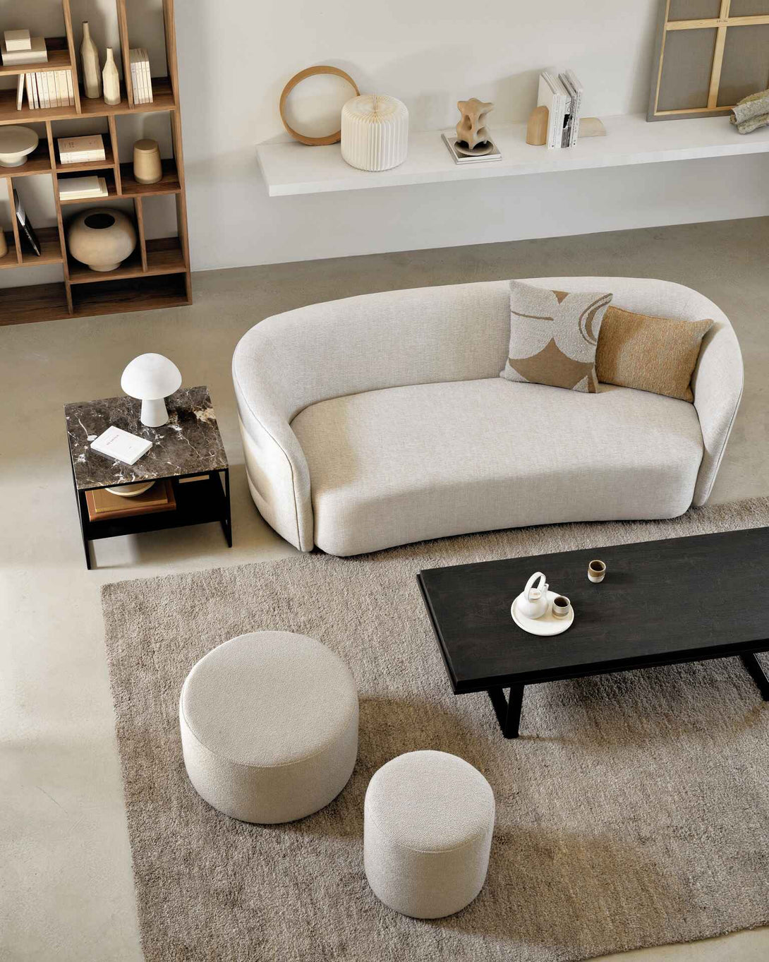 Ethnicraft pouf, blanc cassé