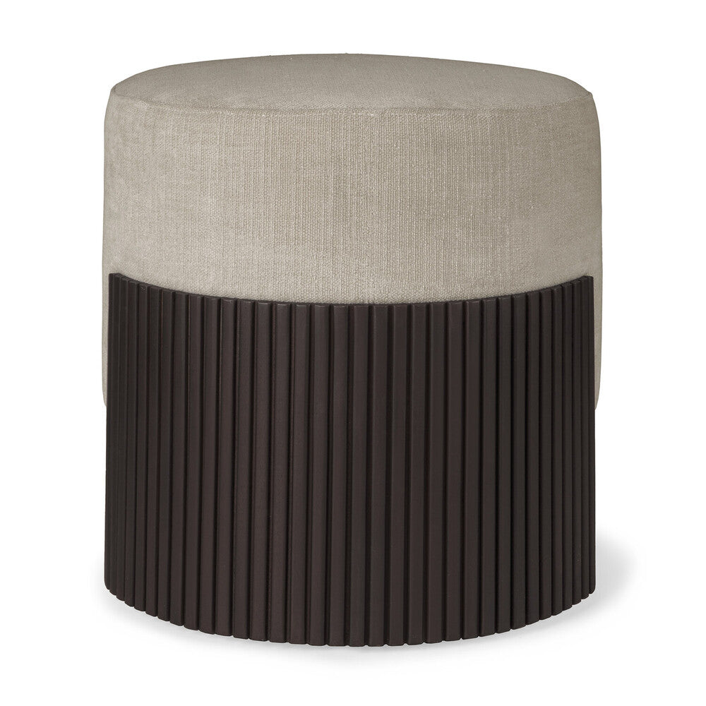 Pouf Roller Max d'Ethnicraft en acajou foncé avec coussin en tissu Rice-04