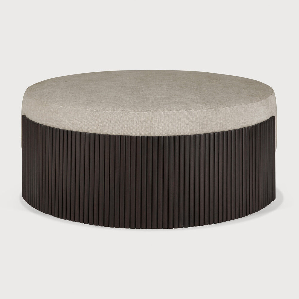 Pouf Roller Max d'Ethnicraft en acajou foncé avec coussin en tissu Rice-12