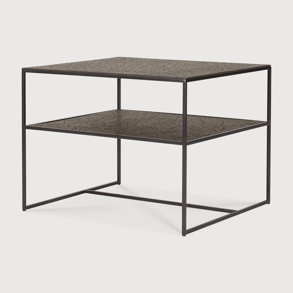 Table d'appoint Pentagon d'Ethnicraft en métal et minéraux, finition whisky-03