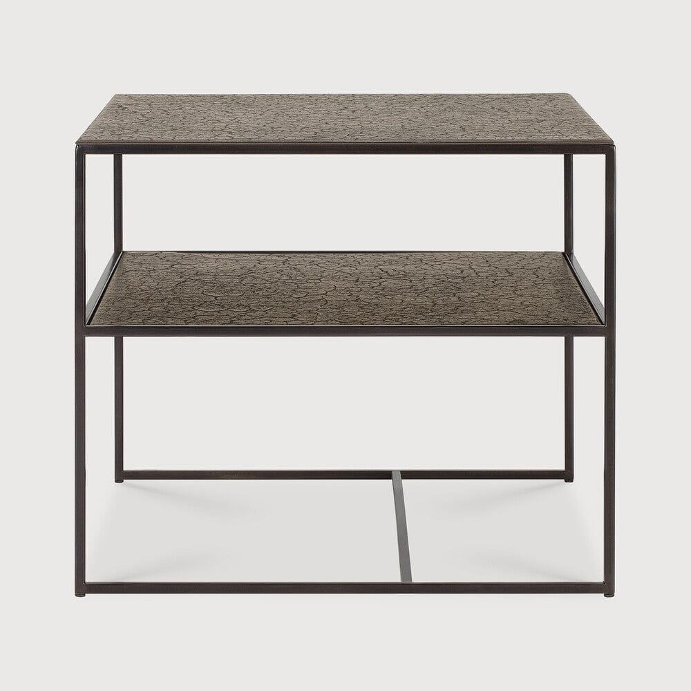 Table d'appoint Pentagon d'Ethnicraft en métal et minéraux, finition whisky-04