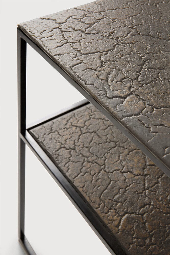 Table d'appoint Pentagon d'Ethnicraft en métal et minéraux, finition whisky-06