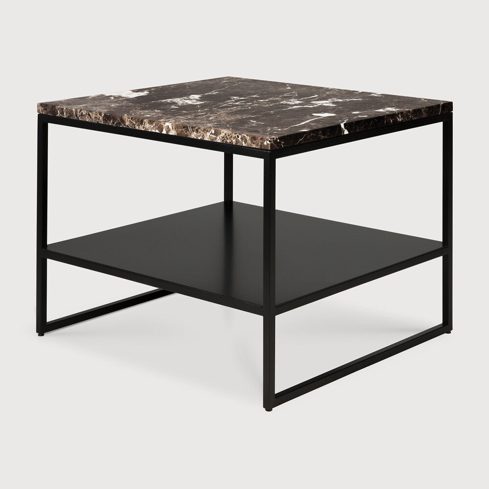 Table d'appoint Stone d’Ethnicraft avec plateau en marbre et cadre en métal noir-03