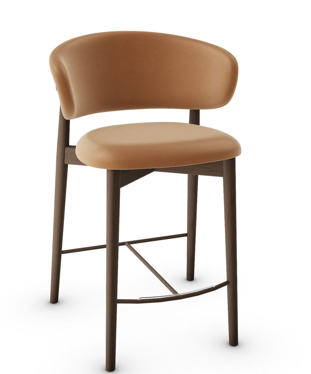 Tabouret Calligaris - Oleandro (Pieds en bois) CS2035 avec assise rembourrée et cadre en bois-4