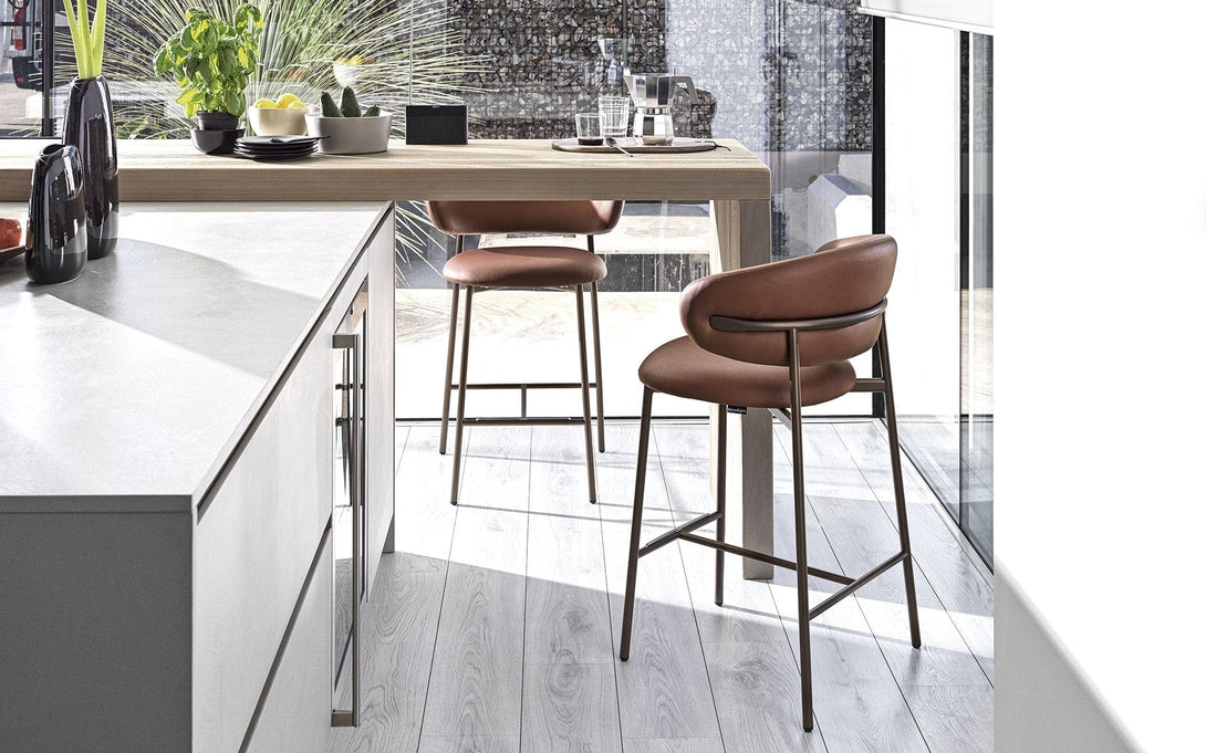 Tabouret Calligaris - Oleandro CS2032 avec assise rembourrée et base en métal-2