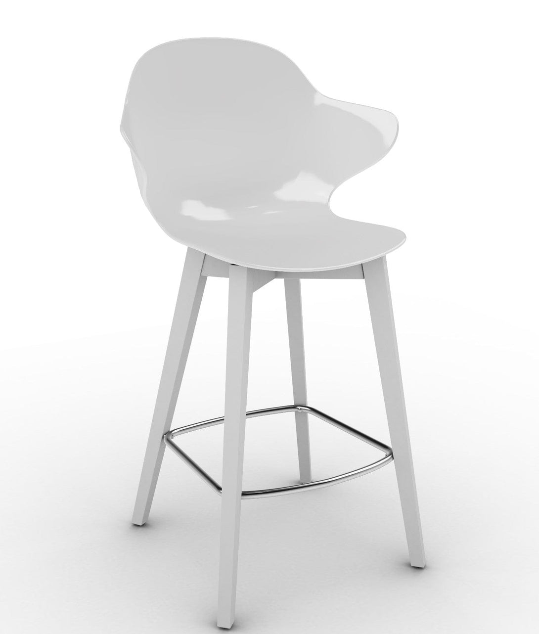 Tabouret Calligaris - Saint Tropez (Pieds en bois) CS1881 avec assise en polycarbonate et pieds en bois-10