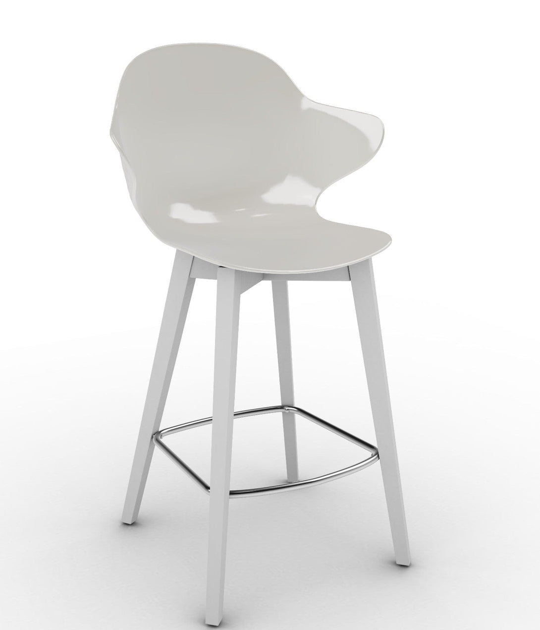 Tabouret Calligaris - Saint Tropez (Pieds en bois) CS1881 avec assise en polycarbonate et pieds en bois-6