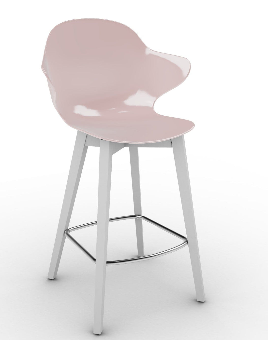 Tabouret Calligaris - Saint Tropez (Pieds en bois) CS1881 avec assise en polycarbonate et pieds en bois-7