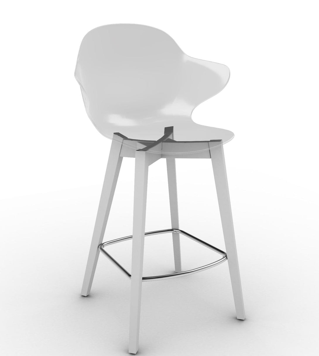 Tabouret Calligaris - Saint Tropez (Pieds en bois) CS1881 avec assise en polycarbonate et pieds en bois-11