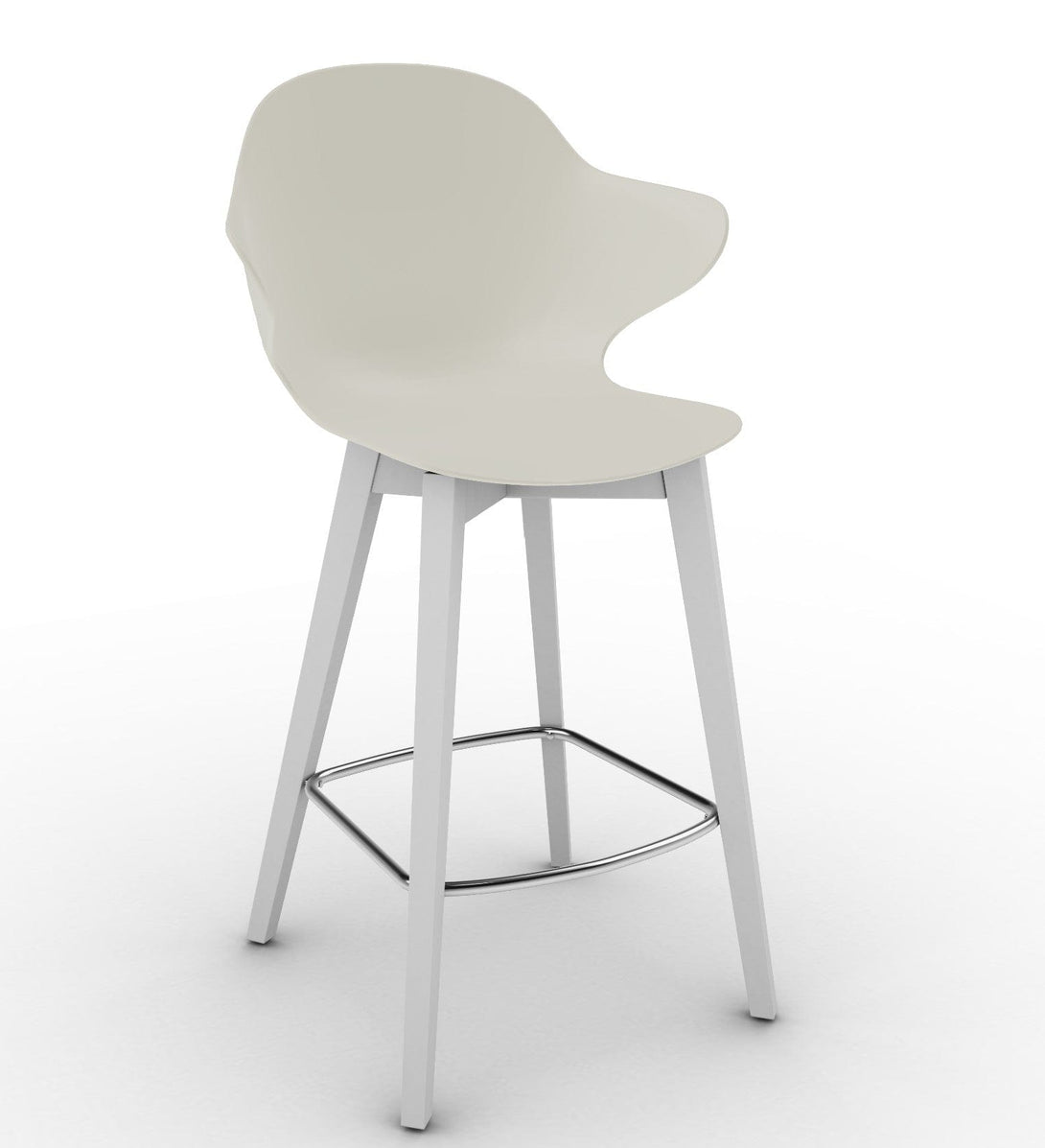 Tabouret Calligaris - Saint Tropez (Pieds en bois) CS1881 avec assise en polycarbonate et pieds en bois-4