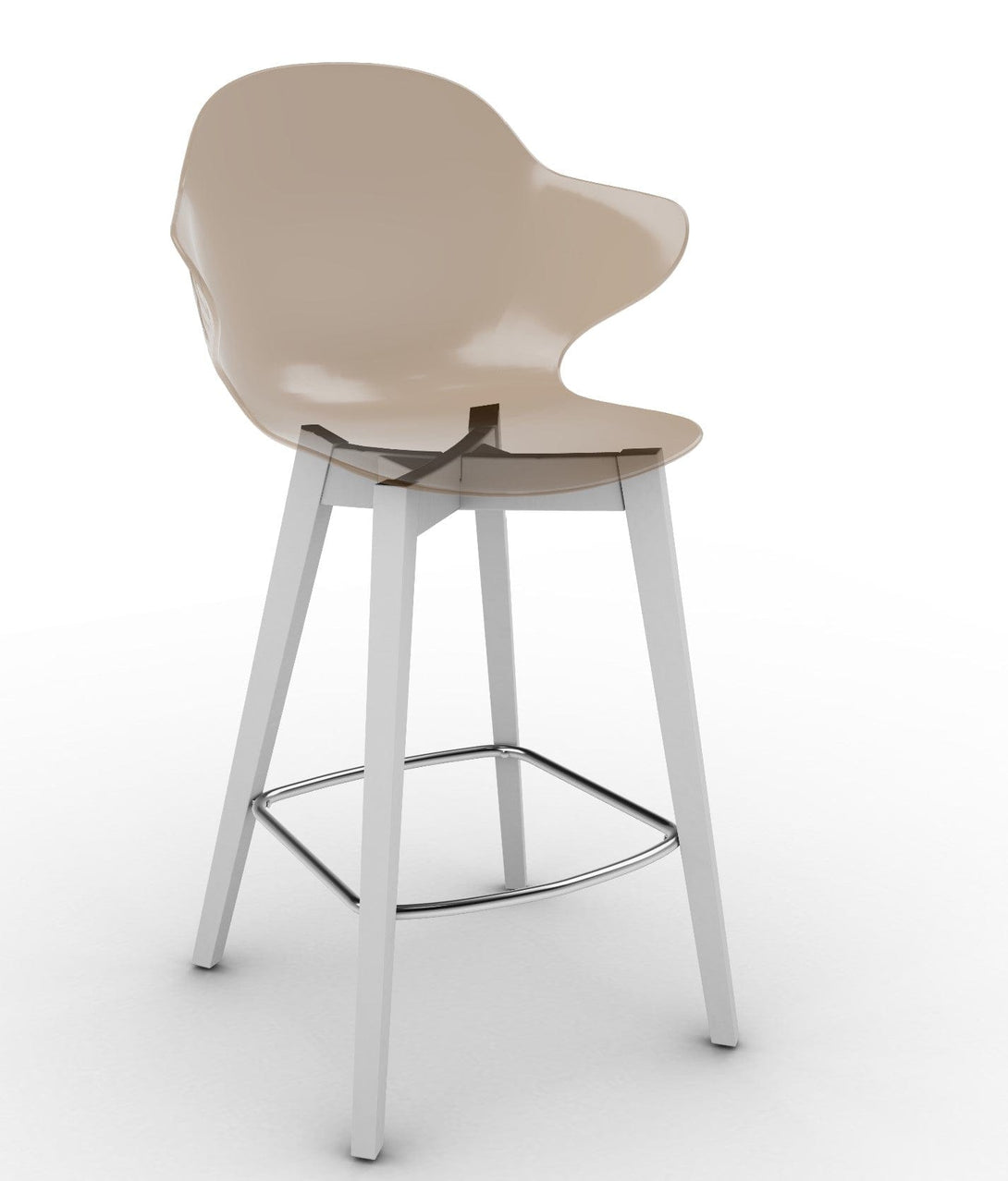 Tabouret Calligaris - Saint Tropez (Pieds en bois) CS1881 avec assise en polycarbonate et pieds en bois-9