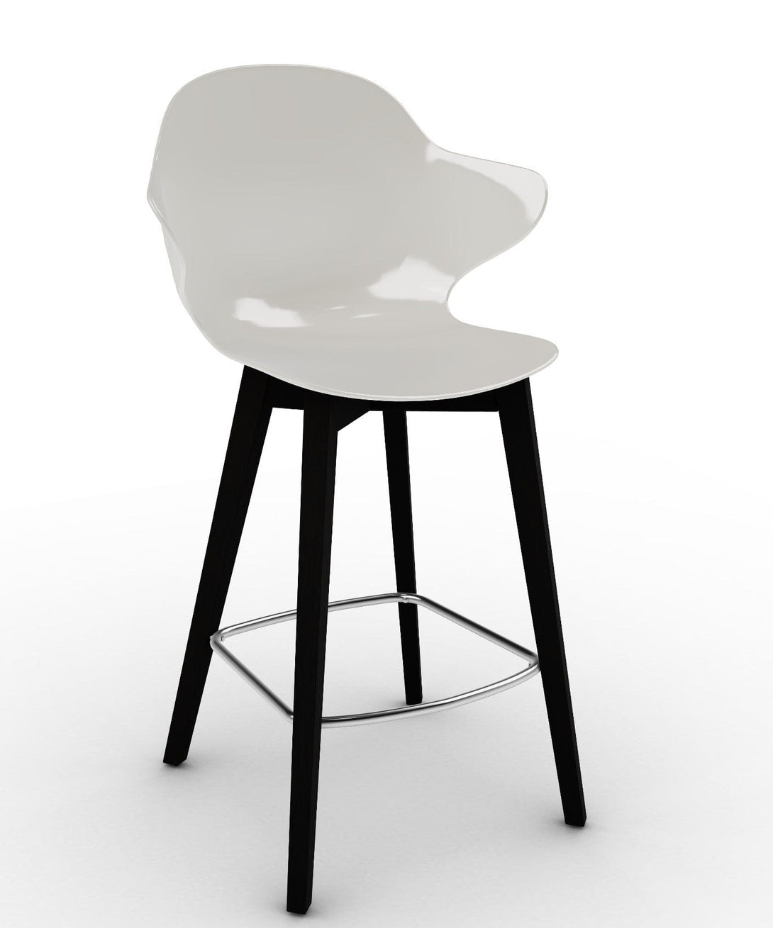 Tabouret Calligaris - Saint Tropez (Pieds en bois) CS1881 avec assise en polycarbonate et pieds en bois-15