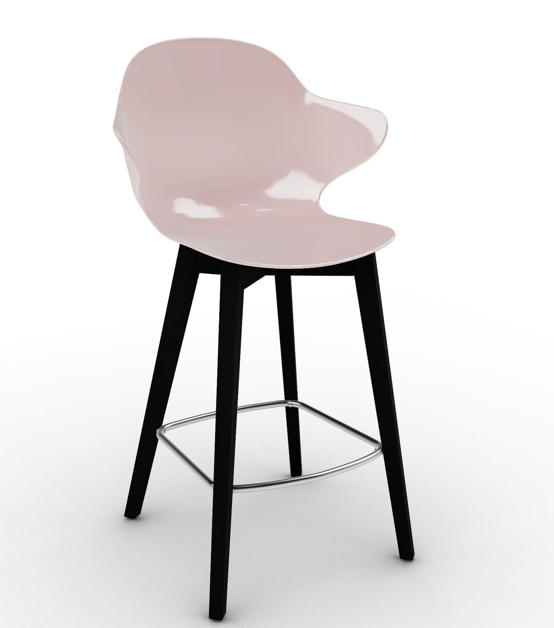 Tabouret Calligaris - Saint Tropez (Pieds en bois) CS1881 avec assise en polycarbonate et pieds en bois-16