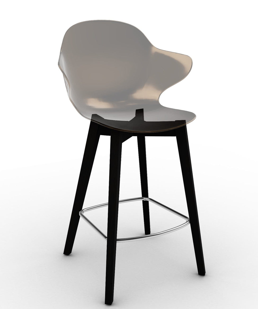 Tabouret Calligaris - Saint Tropez (Pieds en bois) CS1881 avec assise en polycarbonate et pieds en bois-14