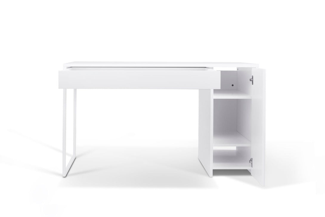 Bureau Tema Home Prado avec finition White Laqué et pieds en métal blanc-07
