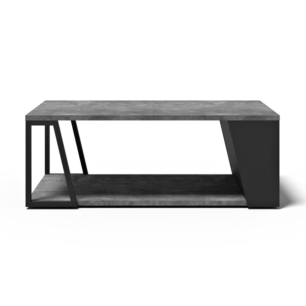 Table basse Tema Home Albi avec structure en métal noir et finitions Concrete Melamine, Oak Veneer ou Walnut Veneer-01
