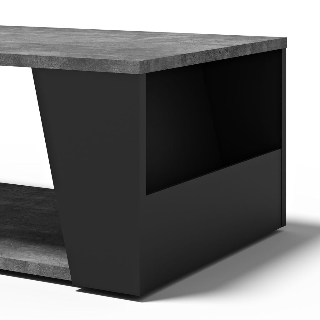 Table basse Tema Home Albi avec structure en métal noir et finitions Concrete Melamine, Oak Veneer ou Walnut Veneer-04