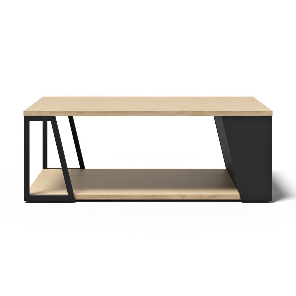 Table basse Tema Home Albi avec structure en métal noir et finitions Concrete Melamine, Oak Veneer ou Walnut Veneer-06