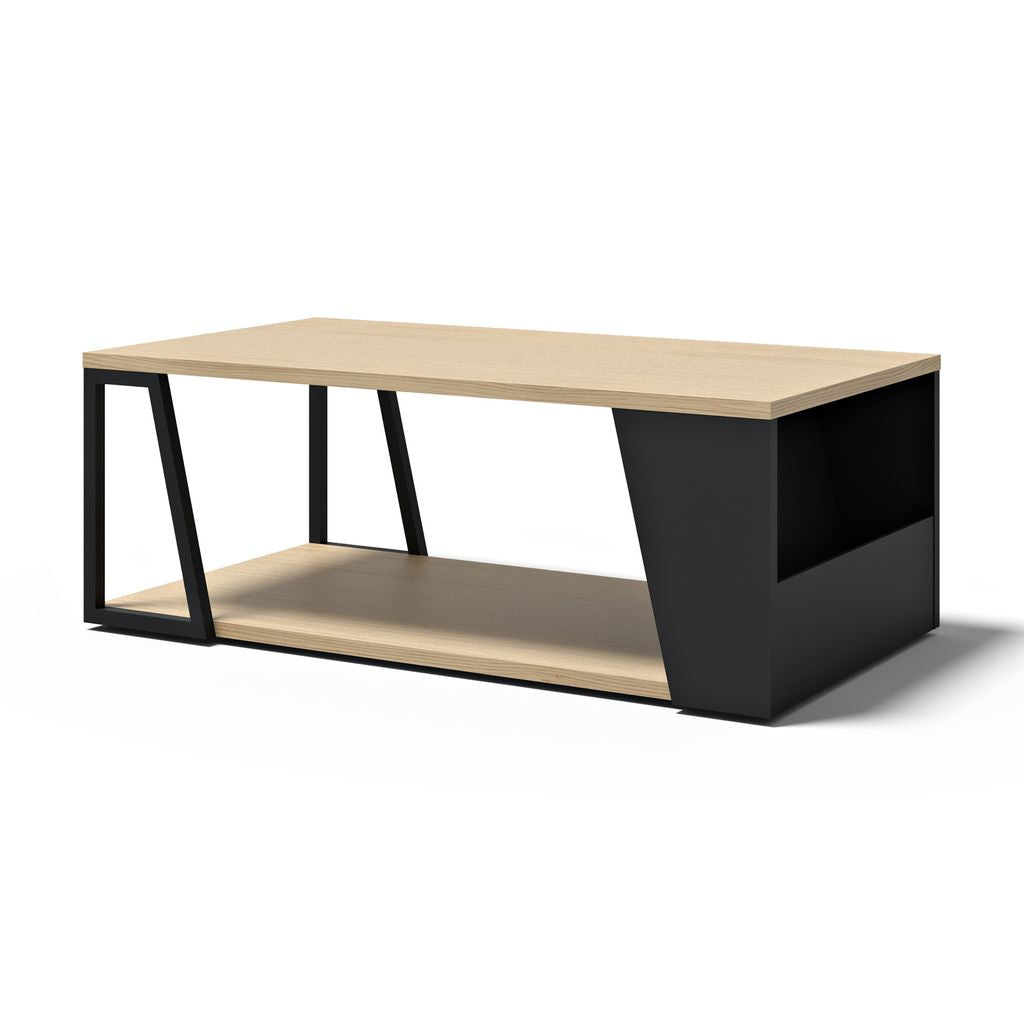 Table basse Tema Home Albi avec structure en métal noir et finitions Concrete Melamine, Oak Veneer ou Walnut Veneer-07