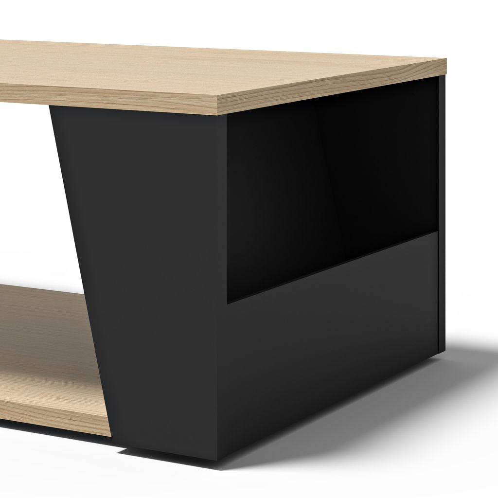 Table basse Tema Home Albi avec structure en métal noir et finitions Concrete Melamine, Oak Veneer ou Walnut Veneer-09