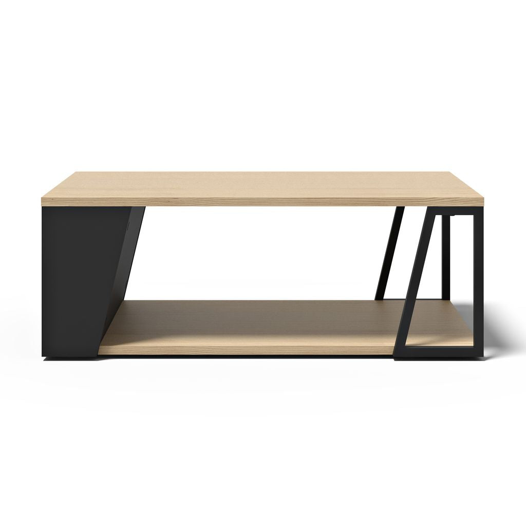 Table basse Tema Home Albi avec structure en métal noir et finitions Concrete Melamine, Oak Veneer ou Walnut Veneer-10