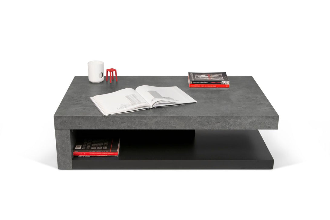Table basse Tema Home Detroit avec plateau Concrete Melamine et pieds en métal noir-04