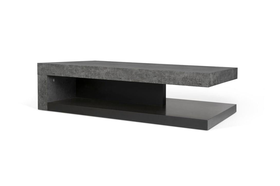Table basse Tema Home Detroit avec plateau Concrete Melamine et pieds en métal noir-05
