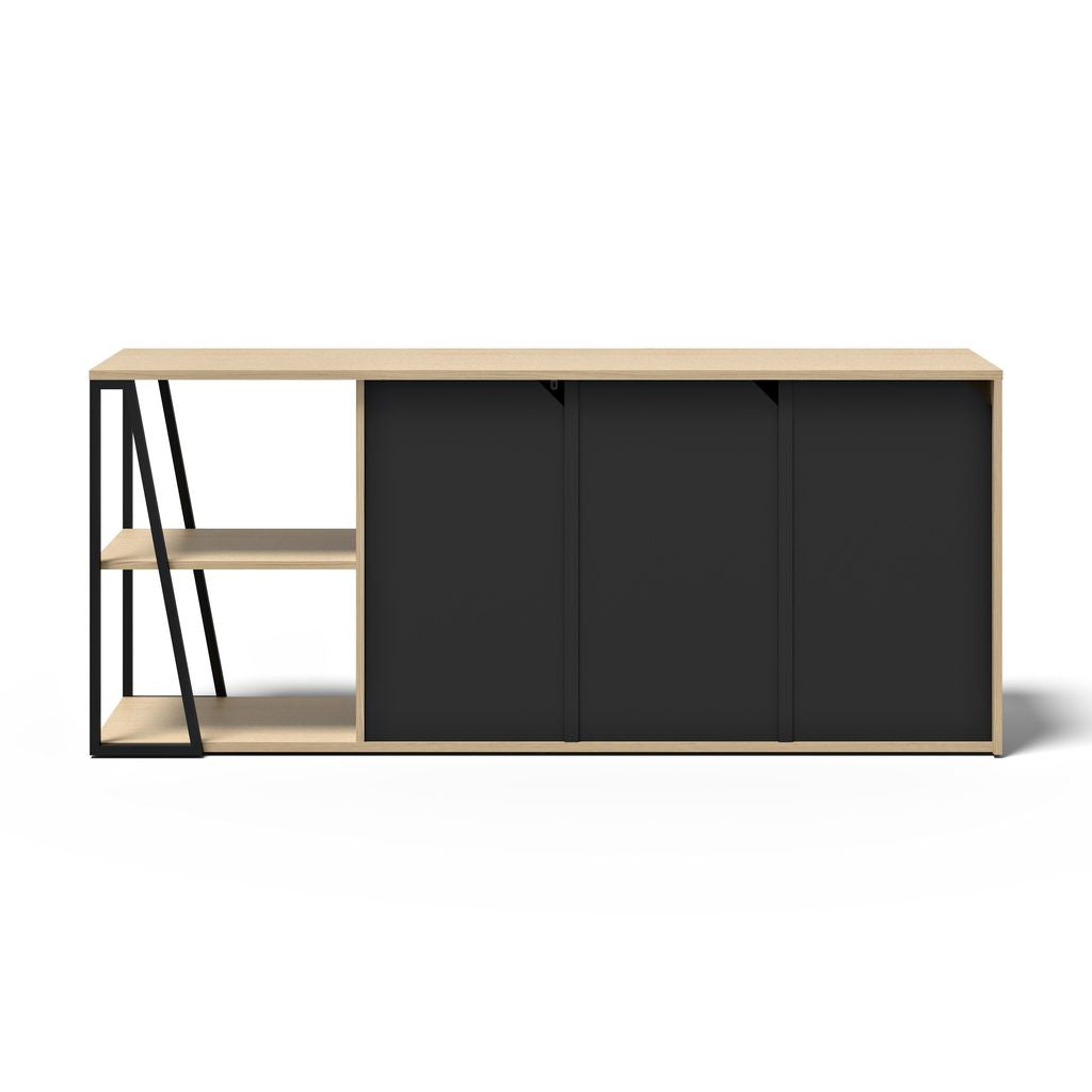 Buffet Temahome Albi avec structure métallique noire et finitions Concrete Melamine, Oak Veneer ou Walnut Veneer-07
