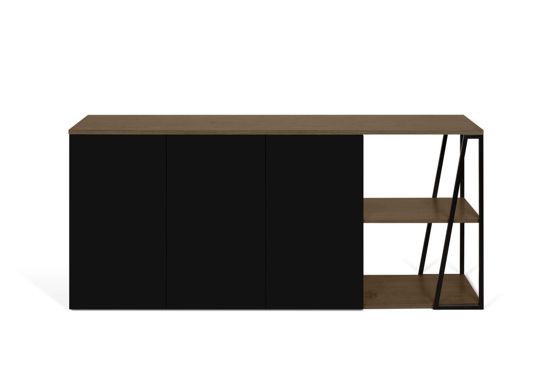 Buffet Temahome Albi avec structure métallique noire et finitions Concrete Melamine, Oak Veneer ou Walnut Veneer-10