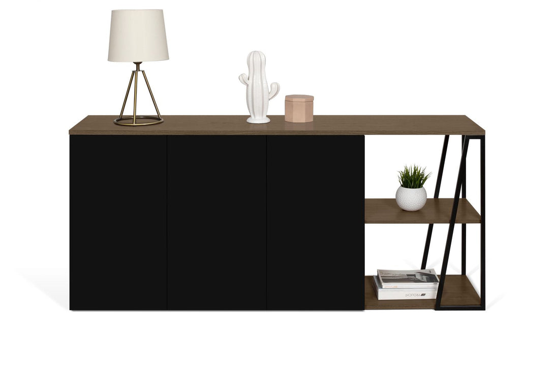 Buffet Temahome Albi avec structure métallique noire et finitions Concrete Melamine, Oak Veneer ou Walnut Veneer-14