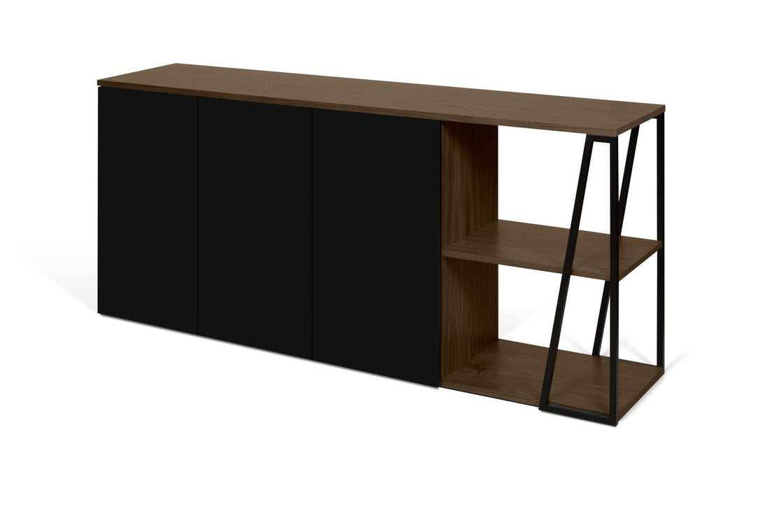 Buffet Temahome Albi avec structure métallique noire et finitions Concrete Melamine, Oak Veneer ou Walnut Veneer-15