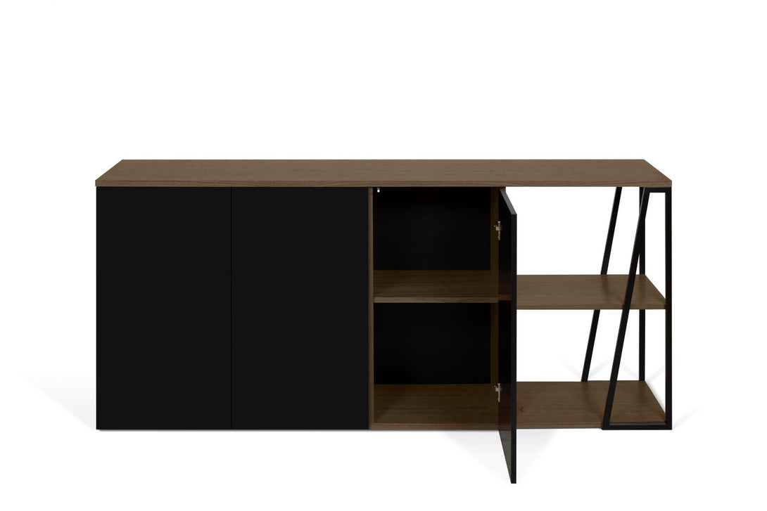 Buffet Temahome Albi avec structure métallique noire et finitions Concrete Melamine, Oak Veneer ou Walnut Veneer-16