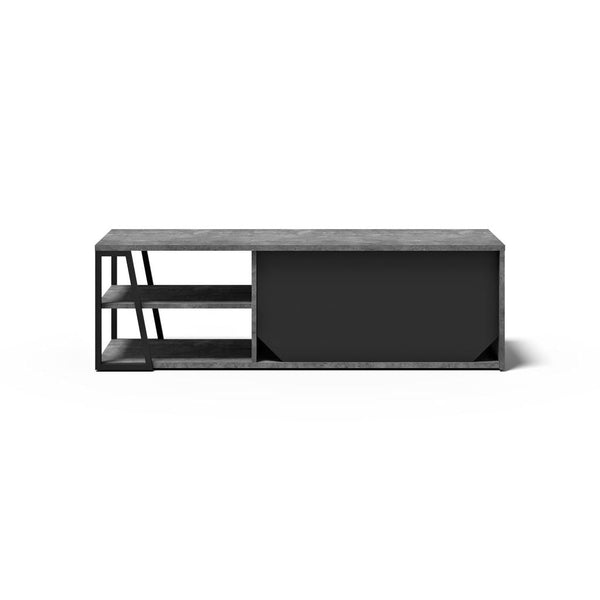Meuble TV Temahome Albi avec niches ouvertes et finitions Concrete Melamine, Oak Veneer ou Walnut Veneer-01