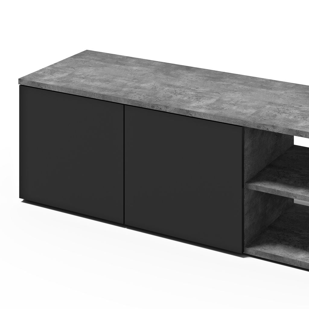 Meuble TV Temahome Albi avec niches ouvertes et finitions Concrete Melamine, Oak Veneer ou Walnut Veneer-03