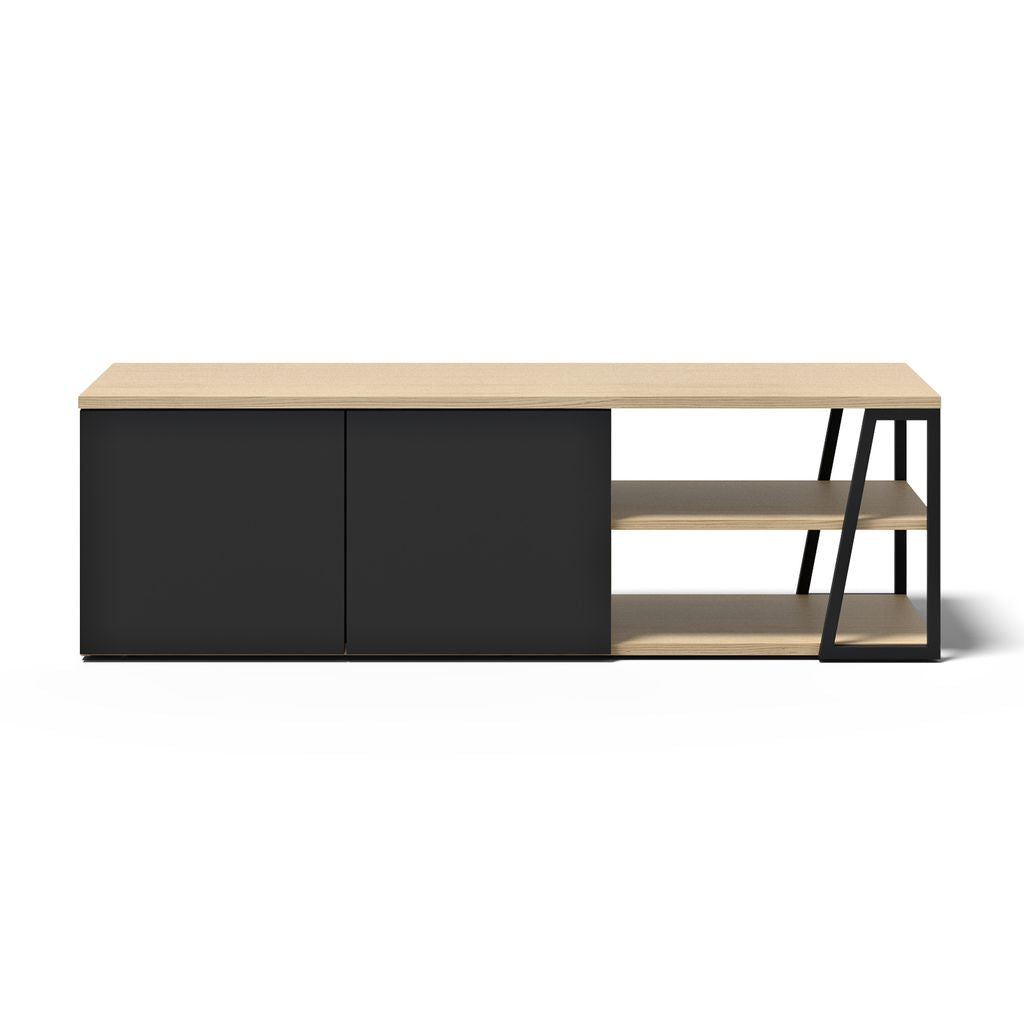 Meuble TV Temahome Albi avec niches ouvertes et finitions Concrete Melamine, Oak Veneer ou Walnut Veneer-06