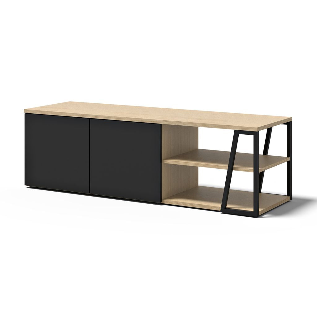 Meuble TV Temahome Albi avec niches ouvertes et finitions Concrete Melamine, Oak Veneer ou Walnut Veneer-07
