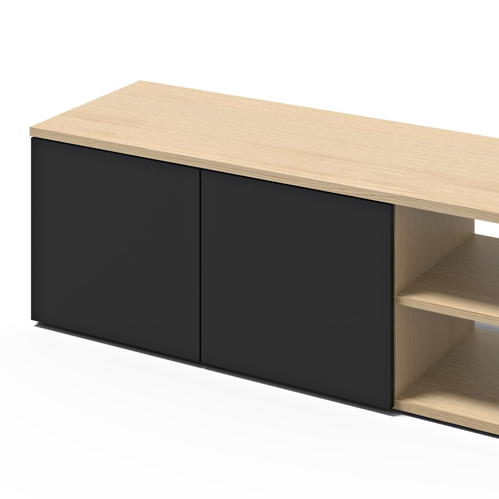 Meuble TV Temahome Albi avec niches ouvertes et finitions Concrete Melamine, Oak Veneer ou Walnut Veneer-08