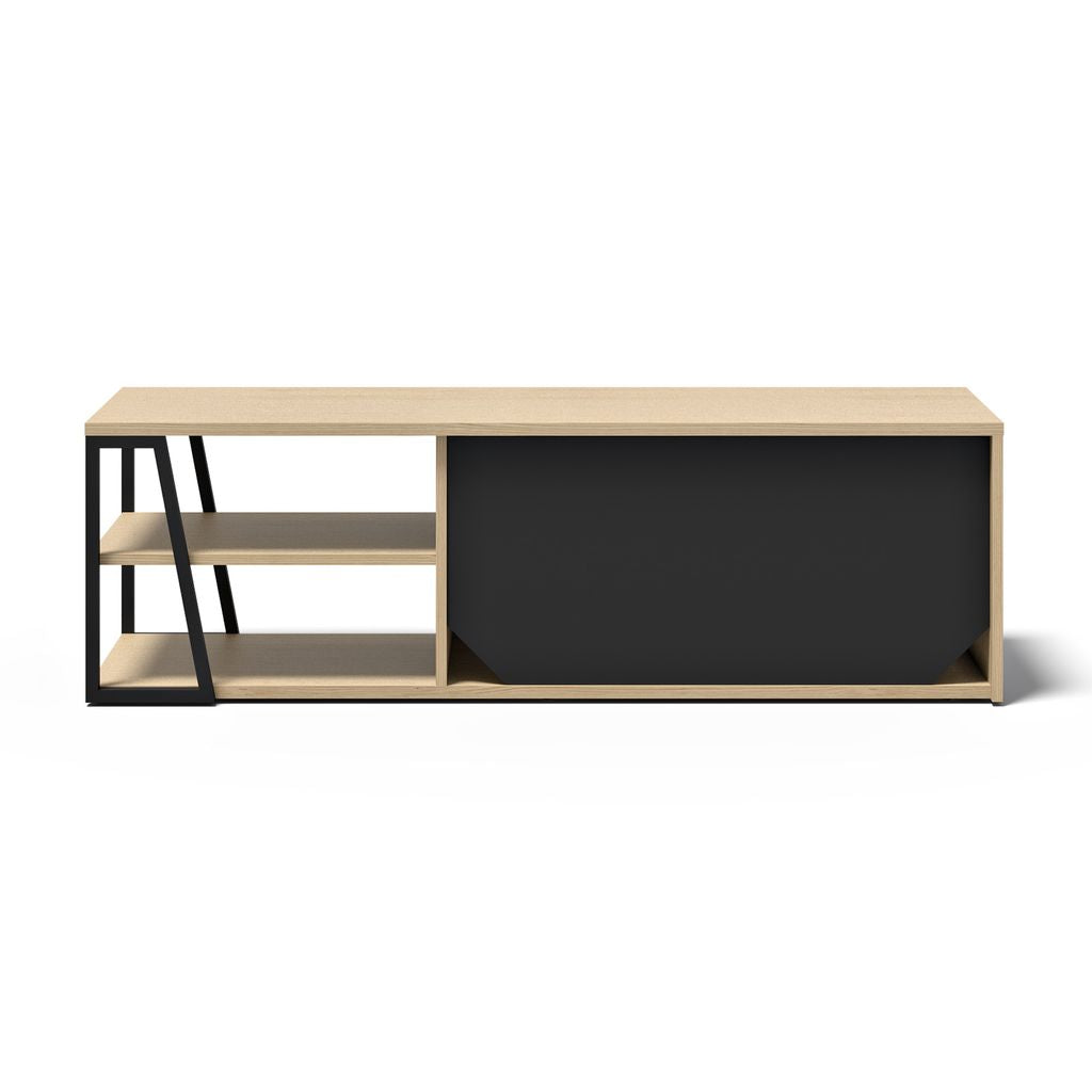 Meuble TV Temahome Albi avec niches ouvertes et finitions Concrete Melamine, Oak Veneer ou Walnut Veneer-10