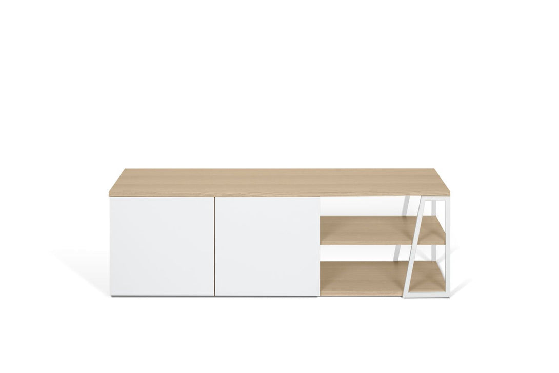 Meuble TV Temahome Albi avec niches ouvertes et finitions Concrete Melamine, Oak Veneer ou Walnut Veneer-11